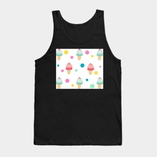 Ice Cream Cone Cute Polka Dots Background Summer Vacation Pink Yellow Teal Social Distancing FaceMask Tank Top